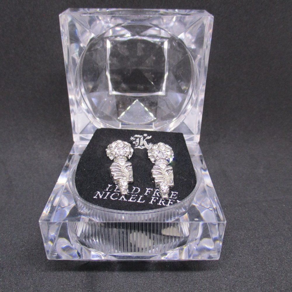 Rhinestone Microphone Stud Earrings Gift Case
